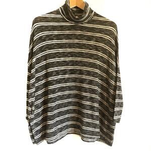 Postage Stamp by Anthropologie oversized Turtleneck sweater gray stripes Size XS